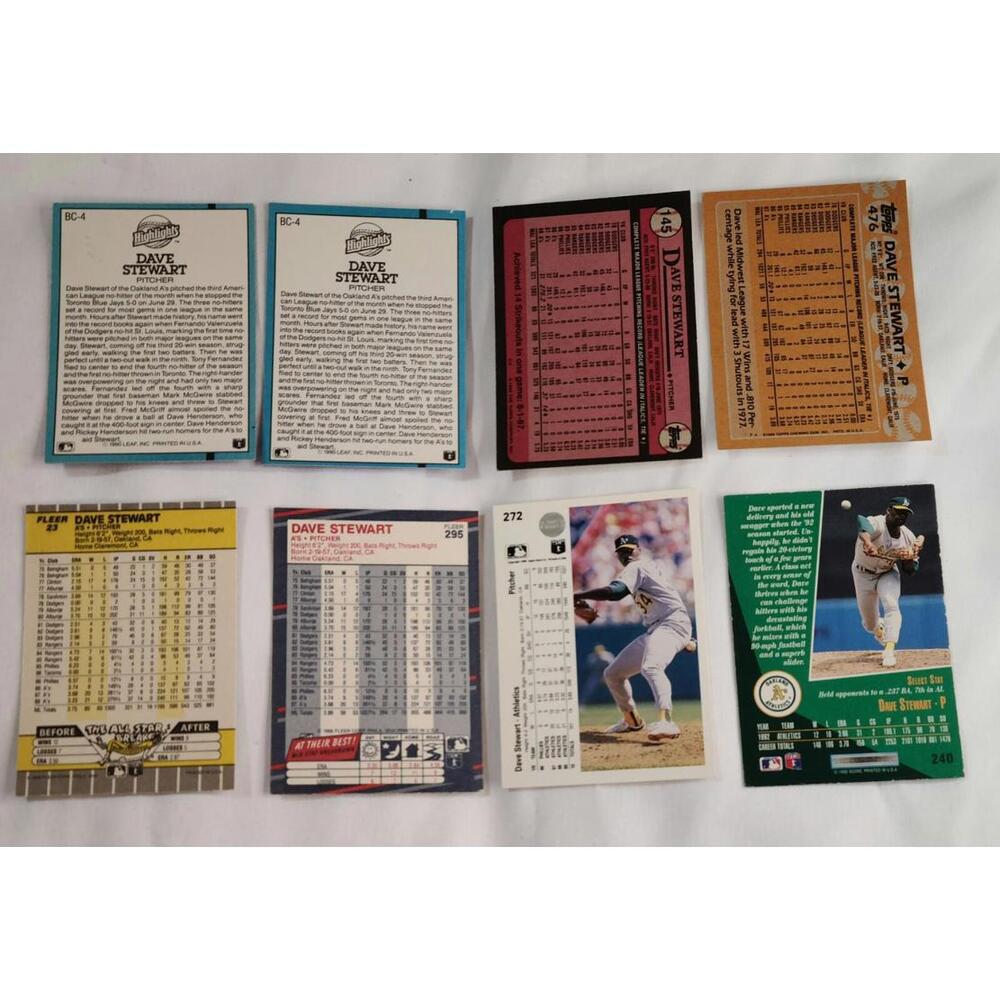 Dave Stewart Baseball Card Lot of 8 (Upper Deck Topps Donruss Fleer) Oakland A's - Picture 2 of 2